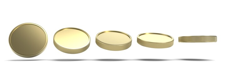 Set of rotating gold coins. Golden money set. Applicable for gambling games, jackpot or bank or financial illustration.3d illustration.