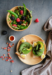 Delicious and easy to make healthy meals / Kiwi Berries Salad  Avocado Toast / Imported fresh...