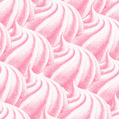 seamless pattern, pink meringues, marshmallow. Vector in graphic vintage retro. sweetness, sweet cake, dessert. for cafe, sweet shop, confectionery.