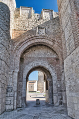 Fototapeta na wymiar Puerta de San Basilio, históricamente conocida como puerta del robledo. De estilo mudéjar de tipo toledano en la villa de Cuellar