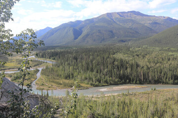 View on incredible landscape in nature in Canada, Hiking trail called Mineral Licks Trail, alone in...