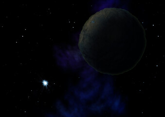 Obraz na płótnie Canvas Planets in a space against stars and nebula.