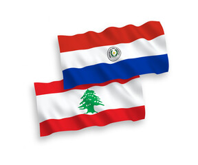 Flags of Paraguay and Lebanon on a white background