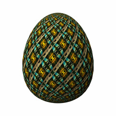 Happy Easter, Artfully designed and colorful 3D easter egg, 3D illustration on white