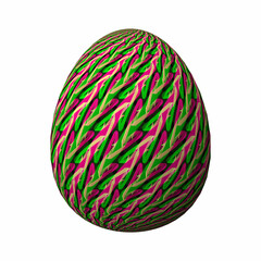 Happy Easter, Artfully designed and colorful 3D easter egg, 3D illustration on white
