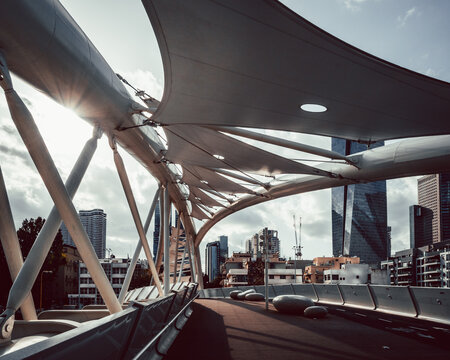 Tel Aviv, Israel - March 26, 2021: Yehudit Bridge in Tel Aviv