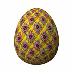 Happy Easter, Artfully designed and colorful 3D easter egg, 3D illustration on white