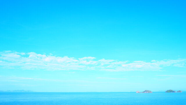 Blue sky and ocean view in the morning with nature and landscape concept