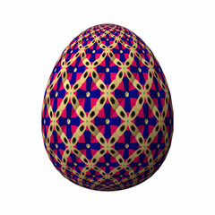Happy Easter, Artfully designed and colorful 3D easter egg, 3D illustration on white