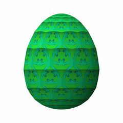 Happy Easter, Artfully designed and colorful 3D easter egg, 3D illustration on white