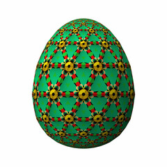 Happy Easter, Artfully designed and colorful 3D easter egg, 3D illustration on white