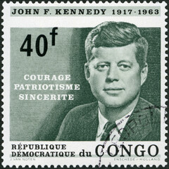 CONGO - 1964: shows Portrait of John Fitzgerald Kennedy (1917-1963), 35th president of the United...