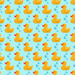 Vector image. Background of a rubber duck. Seamless image.