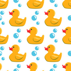 Vector image. Background of a rubber duck. Seamless image.