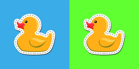 Vector image. Sticker of a cute rubber duck.