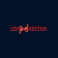 Orange connection vector logo design with dark blue background