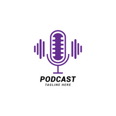 Obraz premium Podcast logo icon vector template.