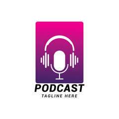 Naklejka premium Podcast logo icon vector template.