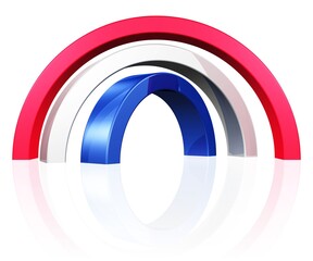 Regenbogen aus Metall in rot, weiß und blau