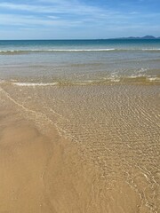 low tide on sunny golden beach