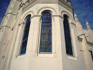 Vitraux bleus de l'église Saint André à Reims Marne