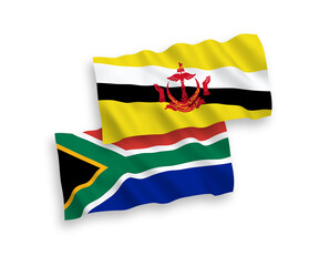 Flags of Brunei and Republic of South Africa on a white background
