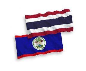 Flags of Belize and Thailand on a white background