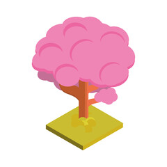 pink tree isometric