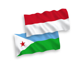 Naklejka premium Flags of Indonesia and Republic of Djibouti on a white background