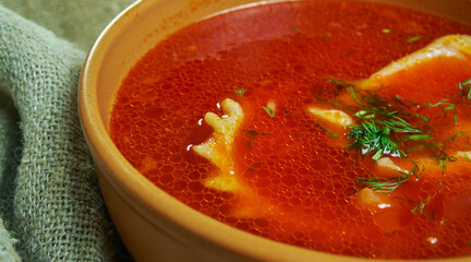 Uszka in traditional Polish barszcz