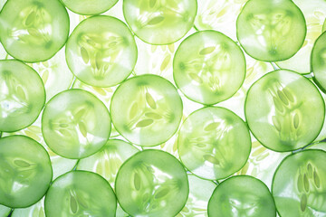 Macro cucumber,Fresh cucumber slices background,Fresh slice cucumber on white background