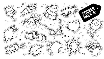 Hand drawn doodle sticker pack