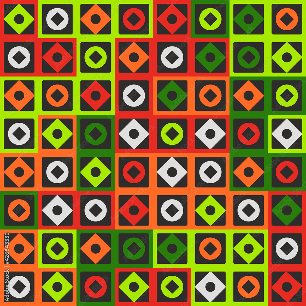 Poster colorful tile abstract shapes. vector different colors tile.