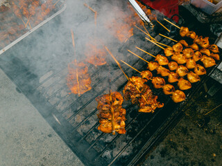 Grilled chicken street food in Thailand