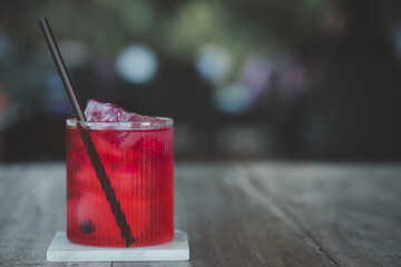 Refreshing pink cocktail with ice