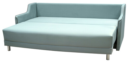 Sofa isolated on white background. Including clipping path. The sofa is laid out for sleep