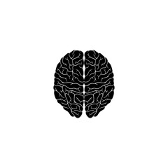 Modern Minimalistic Black Human Brain Icon Vector. Simple brain of human icon. Top View Brain Symbol isolated on white background.