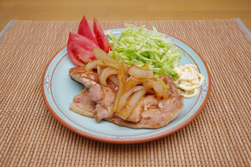 薄切り豚ロース肉の生姜焼き