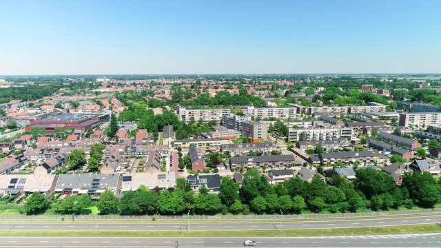 Alkmaar Kooimeer Neighborhood, Near Afas Stadium, Camera Moves Left &ndash; North Holland, The Netherlands, 4K Drone Footage