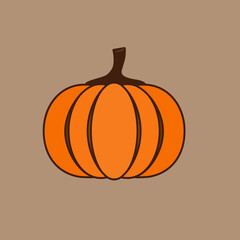 Pumpkin icon for seasonal greeting card or Thanksgiving party invitation, vector. Fall background 