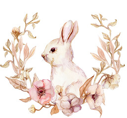flower frame with rabbit