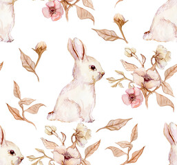 flower pattern with rabbit