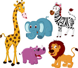 Set of african animals cartoon illustration
