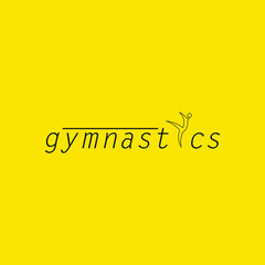 Black gymnastics vector logo design with yellow background
