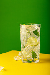 Mojito cocktail with lime and mint