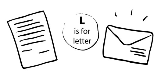 Mail letter, contact, message, or envelope. Hand drawn doodle style simple vector illustration