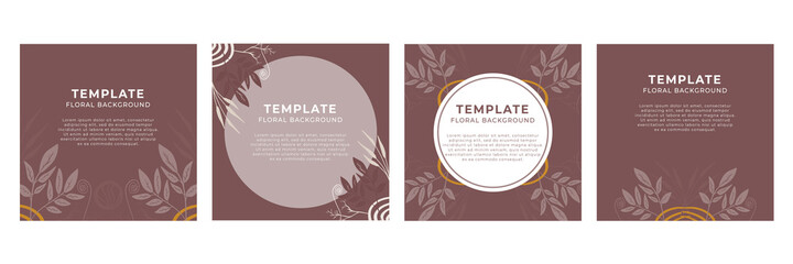 Set of abstract creative universal artistic templates. Boho art floral poster. Good for poster, card, invitation, flyer, cover, banner, placard, brochure and other graphic design.