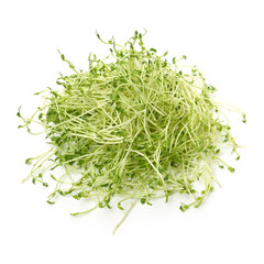 Bunch of snow pea microgreen on white background