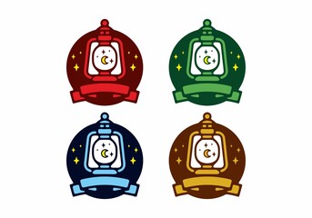 Colorful flat illustration of vintage lantern