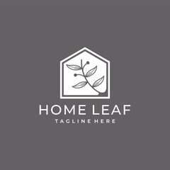 Home leaf negative beauty real estate logo design vector concept